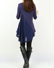 Load image into Gallery viewer, Women's Modal and Chiffon Tunic Dress/Modal Top/Chiffon Tunic for Women/Tunic Tops for Leggings/chiffon dress/modal t-shirt/long sleeve t-shirt(Y1819)