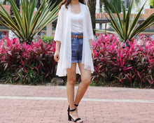 Load image into Gallery viewer, Sun protection coat, chiffon cardigan, Kimono wrap cardigan, long Cardigan, Chiffon shrug, chiffon bikini cover, beach wear(Y1059)