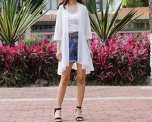 Load image into Gallery viewer, Sun protection coat, chiffon cardigan, Kimono wrap cardigan, long Cardigan, Chiffon shrug, chiffon bikini cover, beach wear(Y1059)
