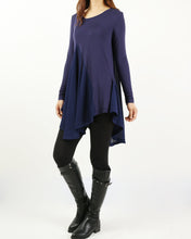 Load image into Gallery viewer, Women's Modal and Chiffon Tunic Dress/Modal Top/Chiffon Tunic for Women/Tunic Tops for Leggings/chiffon dress/modal t-shirt/long sleeve t-shirt(Y1819)