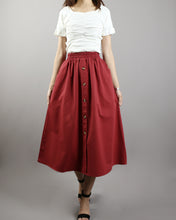 Load image into Gallery viewer, Linen skirt/Midi skirt/A-line skirt/summer skirt/elastic waist skirt/high waist skirt/skirt with pockets (Q0001)