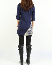 Load image into Gallery viewer, Women's 3/4 sleeve tunic dress/cotton tunic top/Off White t-shirt/ oversize top/customized asymmetrical top (Y5119)