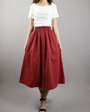 Load image into Gallery viewer, Linen skirt/Midi skirt/A-line skirt/summer skirt/elastic waist skirt/high waist skirt/skirt with pockets (Q0001)