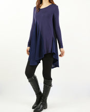 Load image into Gallery viewer, Women's Modal and Chiffon Tunic Dress/Modal Top/Chiffon Tunic for Women/Tunic Tops for Leggings/chiffon dress/modal t-shirt/long sleeve t-shirt(Y1819)