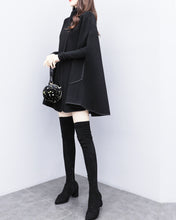 Load image into Gallery viewer, Cape coat Women, wool poncho jacket, wool cloak coat, wool shawl winter coat, double breasted buttoned coat(Y1136)