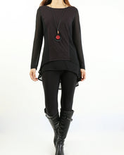 Load image into Gallery viewer, Asymmetrical t-shirt, Cotton and chiffon t-shirt, Long sleeve top, crew neck t-shirts, cotton top, patchwork t-shirt(Y1192)