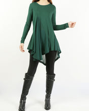 Load image into Gallery viewer, Women's Modal and Chiffon Tunic Dress/Modal Top/Chiffon Tunic for Women/Tunic Tops for Leggings/chiffon dress/modal t-shirt/long sleeve t-shirt(Y1819)