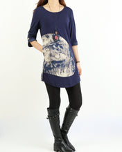 Load image into Gallery viewer, Women's 3/4 sleeve tunic dress/cotton tunic top/Off White t-shirt/ oversize top/customized asymmetrical top (Y5119)