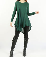 Load image into Gallery viewer, Women's Modal and Chiffon Tunic Dress/Modal Top/Chiffon Tunic for Women/Tunic Tops for Leggings/chiffon dress/modal t-shirt/long sleeve t-shirt(Y1819)