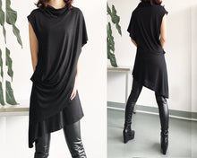 Load image into Gallery viewer, Cotton tunic top women/asymmetrical t-shirt/plus size top/cotton tunic dress/short sleeve top/summer top/tunic dress women Q022