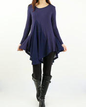 Load image into Gallery viewer, Women's Modal and Chiffon Tunic Dress/Modal Top/Chiffon Tunic for Women/Tunic Tops for Leggings/chiffon dress/modal t-shirt/long sleeve t-shirt(Y1819)