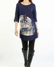 Load image into Gallery viewer, Women's 3/4 sleeve tunic dress/cotton tunic top/Off White t-shirt/ oversize top/customized asymmetrical top (Y5119)