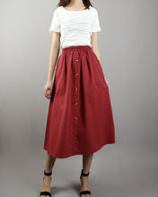 Load image into Gallery viewer, Linen skirt/Midi skirt/A-line skirt/summer skirt/elastic waist skirt/high waist skirt/skirt with pockets (Q0001)