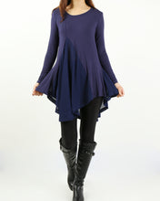 Load image into Gallery viewer, Women's Modal and Chiffon Tunic Dress/Modal Top/Chiffon Tunic for Women/Tunic Tops for Leggings/chiffon dress/modal t-shirt/long sleeve t-shirt(Y1819)