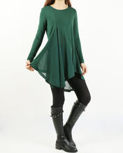 Load image into Gallery viewer, Women's Modal and Chiffon Tunic Dress/Modal Top/Chiffon Tunic for Women/Tunic Tops for Leggings/chiffon dress/modal t-shirt/long sleeve t-shirt(Y1819)