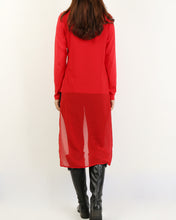 Load image into Gallery viewer, Asymmetrical t-shirt, Cotton and chiffon t-shirt, Long sleeve top, crew neck t-shirts, cotton top, patchwork t-shirt(Y1191L)