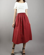 Load image into Gallery viewer, Linen skirt/Midi skirt/A-line skirt/summer skirt/elastic waist skirt/high waist skirt/skirt with pockets (Q0001)