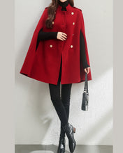 Load image into Gallery viewer, Wool cloak coat/Cape coat/Wool coat Women/Women&#39;s winter coat/wool long coat/wool jacket/plus size overcoat/A-line coat/ coat T0518
