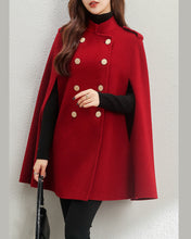 Load image into Gallery viewer, Wool cloak coat/Cape coat/Wool coat Women/Women&#39;s winter coat/wool long coat/wool jacket/plus size overcoat/A-line coat/ coat T0518
