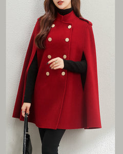 Wool cloak coat/Cape coat/Wool coat Women/Women's winter coat/wool long coat/wool jacket/plus size overcoat/A-line coat/ coat T0518