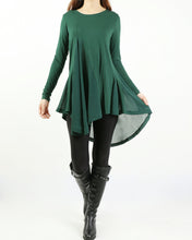 Load image into Gallery viewer, Women's Modal and Chiffon Tunic Dress/Modal Top/Chiffon Tunic for Women/Tunic Tops for Leggings/chiffon dress/modal t-shirt/long sleeve t-shirt(Y1819)