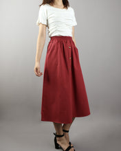 Load image into Gallery viewer, Linen skirt/Midi skirt/A-line skirt/summer skirt/elastic waist skirt/high waist skirt/skirt with pockets (Q0001)