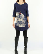 Load image into Gallery viewer, Women's 3/4 sleeve tunic dress/cotton tunic top/Off White t-shirt/ oversize top/customized asymmetrical top (Y5119)