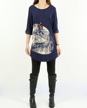 Load image into Gallery viewer, Women's 3/4 sleeve tunic dress/cotton tunic top/Off White t-shirt/ oversize top/customized asymmetrical top (Y5119)