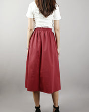 Load image into Gallery viewer, Linen skirt/Midi skirt/A-line skirt/summer skirt/elastic waist skirt/high waist skirt/skirt with pockets (Q0001)