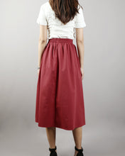 Load image into Gallery viewer, Linen skirt/Midi skirt/A-line skirt/summer skirt/elastic waist skirt/high waist skirt/skirt with pockets (Q0001)