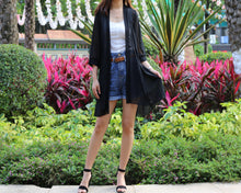 Load image into Gallery viewer, Sun protection coat, chiffon cardigan, Kimono wrap cardigan, long Cardigan, Chiffon shrug, chiffon bikini cover, beach wear(Y1059)