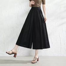 Load image into Gallery viewer, Women linen pants/Cropped trousers/black pants/high waist trousers/wide leg pants/elastic waist Pants/palazzo pants P0025