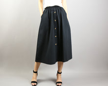 Load image into Gallery viewer, Linen skirt/Midi skirt/A-line skirt/summer skirt/elastic waist skirt/high waist skirt/skirt with pockets (Q0001)