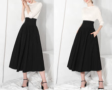 Load image into Gallery viewer, Cotton skirt women/A-line skirt/Women Midi skirt/summer skirt/elastic waist skirt/long skirt/skirt with pockets L0066