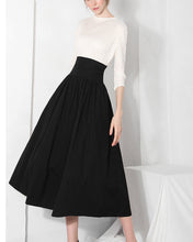Load image into Gallery viewer, Cotton skirt women/A-line skirt/Women Midi skirt/summer skirt/elastic waist skirt/long skirt/skirt with pockets L0066