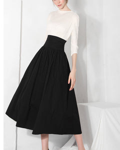 Cotton skirt women/A-line skirt/Women Midi skirt/summer skirt/elastic waist skirt/long skirt/skirt with pockets L0066