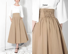 Load image into Gallery viewer, Cotton skirt women/A-line skirt/Women Midi skirt/summer skirt/elastic waist skirt/long skirt/skirt with pockets L0066