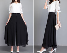 Load image into Gallery viewer, Chiffon Skirt Pants, Women's Cropped Pants, wide leg Pants, Summer Pants, Chiffon Culottes (K2028)