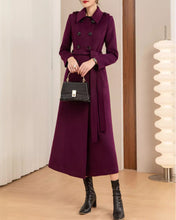 Load image into Gallery viewer, Wool Coat women, Long Wool Jacket, Coat dress, Winter Coat, wool Trench Coat, Full Length coat, maxi coat, Belt Coat, Handmade Coat(Y1176)