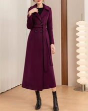 Load image into Gallery viewer, Wool Coat women, Long Wool Jacket, Coat dress, Winter Coat, wool Trench Coat, Full Length coat, maxi coat, Belt Coat, Handmade Coat(Y1176)