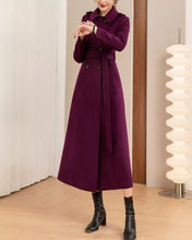 Load image into Gallery viewer, Wool Coat women, Long Wool Jacket, Coat dress, Winter Coat, wool Trench Coat, Full Length coat, maxi coat, Belt Coat, Handmade Coat(Y1176)