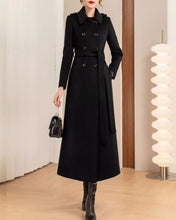 Load image into Gallery viewer, Wool Coat women, Long Wool Jacket, Coat dress, Winter Coat, wool Trench Coat, Full Length coat, maxi coat, Belt Coat, Handmade Coat(Y1176)
