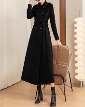 Load image into Gallery viewer, Wool Coat women, Long Wool Jacket, Coat dress, Winter Coat, wool Trench Coat, Full Length coat, maxi coat, Belt Coat, Handmade Coat(Y1176)