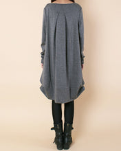 Load image into Gallery viewer, Women's cotton dress/tunic dress/Tunic top women/long t-shirt/long tops/crew neck top/black tunic dress/long sleeve dress Q2068