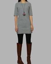 Load image into Gallery viewer, Cotton tunic dress, Short sleeve cotton dress, half sleeve mini dress, crew neck dress, cotton tunic top, long tops(Q1072)