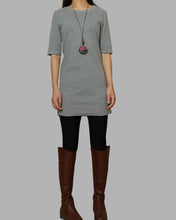 Load image into Gallery viewer, Cotton tunic dress, Short sleeve cotton dress, half sleeve mini dress, crew neck dress, cotton tunic top, long tops(Q1072)
