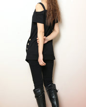 Load image into Gallery viewer, Off shoulder cotton modal top, short sleeve t-shirt, summer t-shirt, boho long tops, Sling top(Y2207)