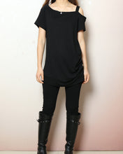 Load image into Gallery viewer, Off shoulder cotton modal top, short sleeve t-shirt, summer t-shirt, boho long tops, Sling top(Y2207)