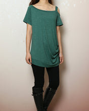 Load image into Gallery viewer, Off shoulder cotton modal top, short sleeve t-shirt, summer t-shirt, boho long tops, Sling top(Y2207)