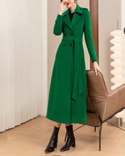 Load image into Gallery viewer, Wool Coat women, Long Wool Jacket, Coat dress, Winter Coat, wool Trench Coat, Full Length coat, maxi coat, Belt Coat, Handmade Coat(Y1175)
